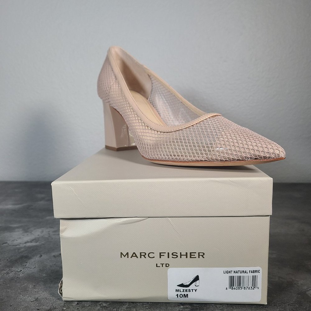 Marc Fisher Women's Mesh Block Dress Heels Beige
